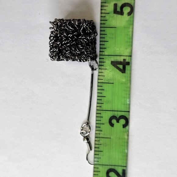 Black Cube Drop Dangle Earrings - Picture 11 of 14